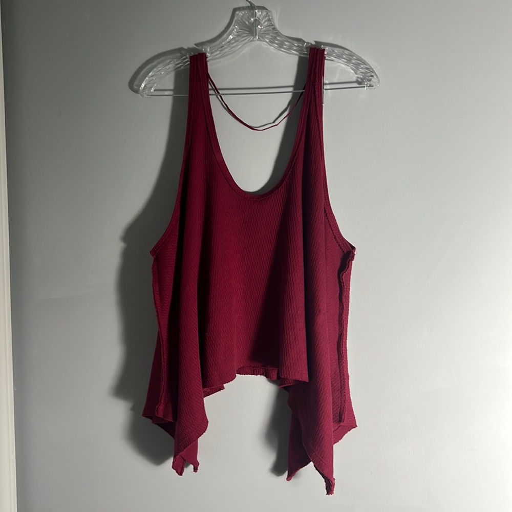 Free People Red Flowy Tank Top Size Medium